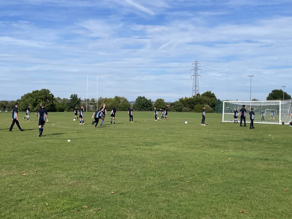 Students playing football