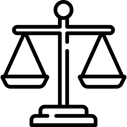 Black outline of a balanced weighing scale