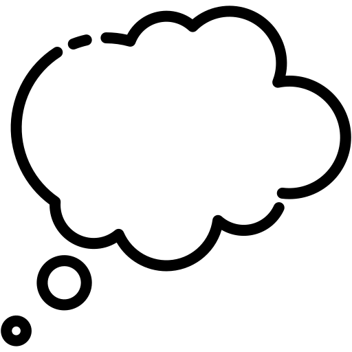 Black outline of a thought bubble