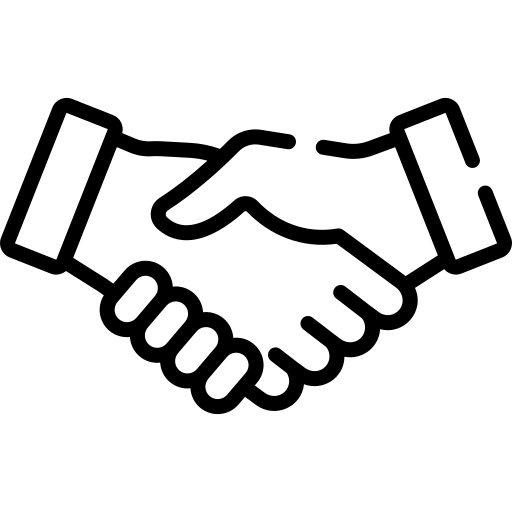 Black outline of a handshake