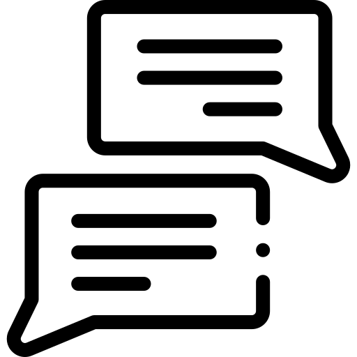 Black outline of two speech bubbles