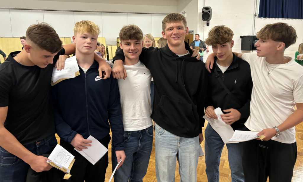 Students holding their results